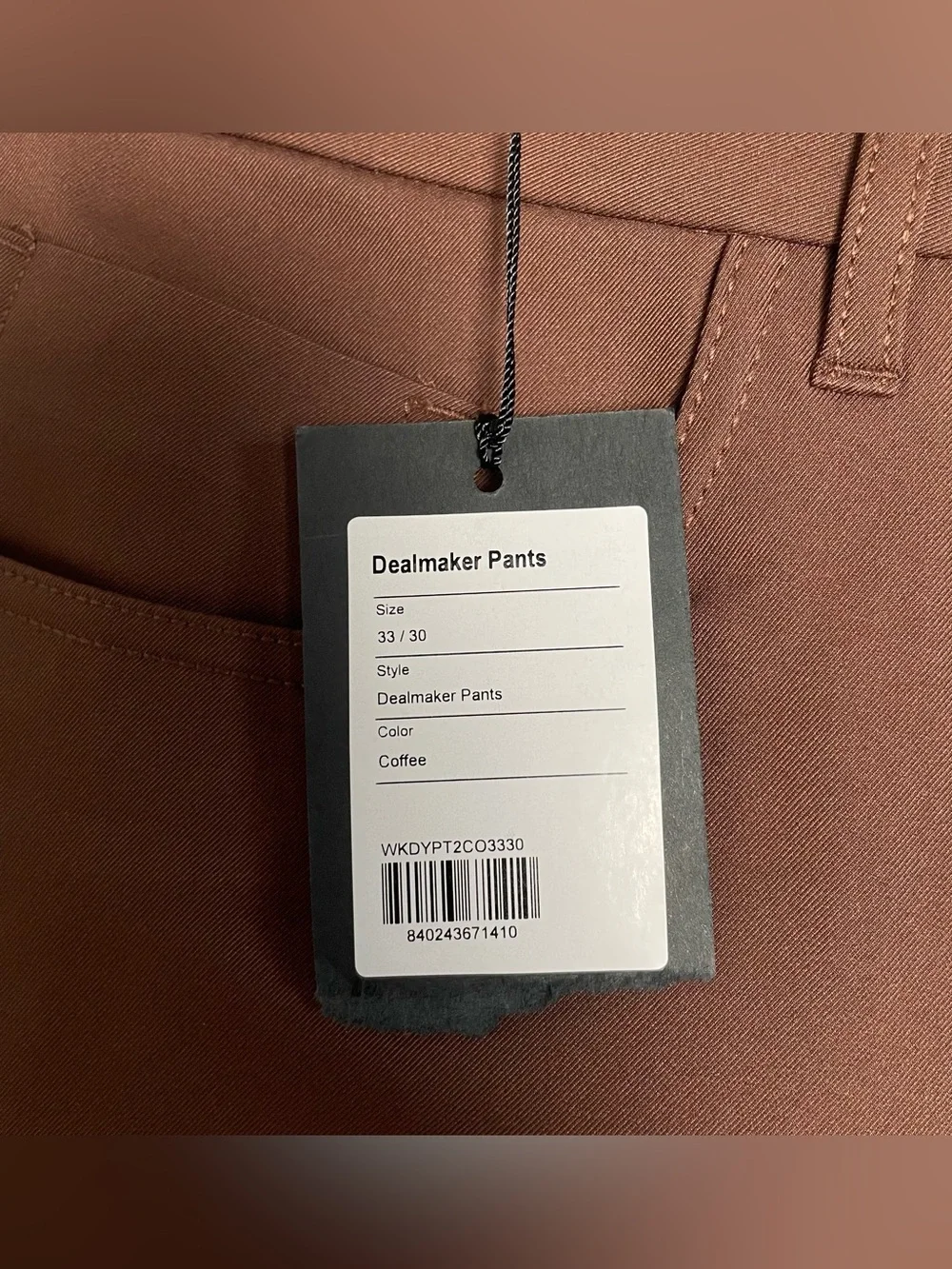 NEW Public Rec Dealmaker 5-pocket Pants Mens 33x30 Coffee Brown Golf Performance